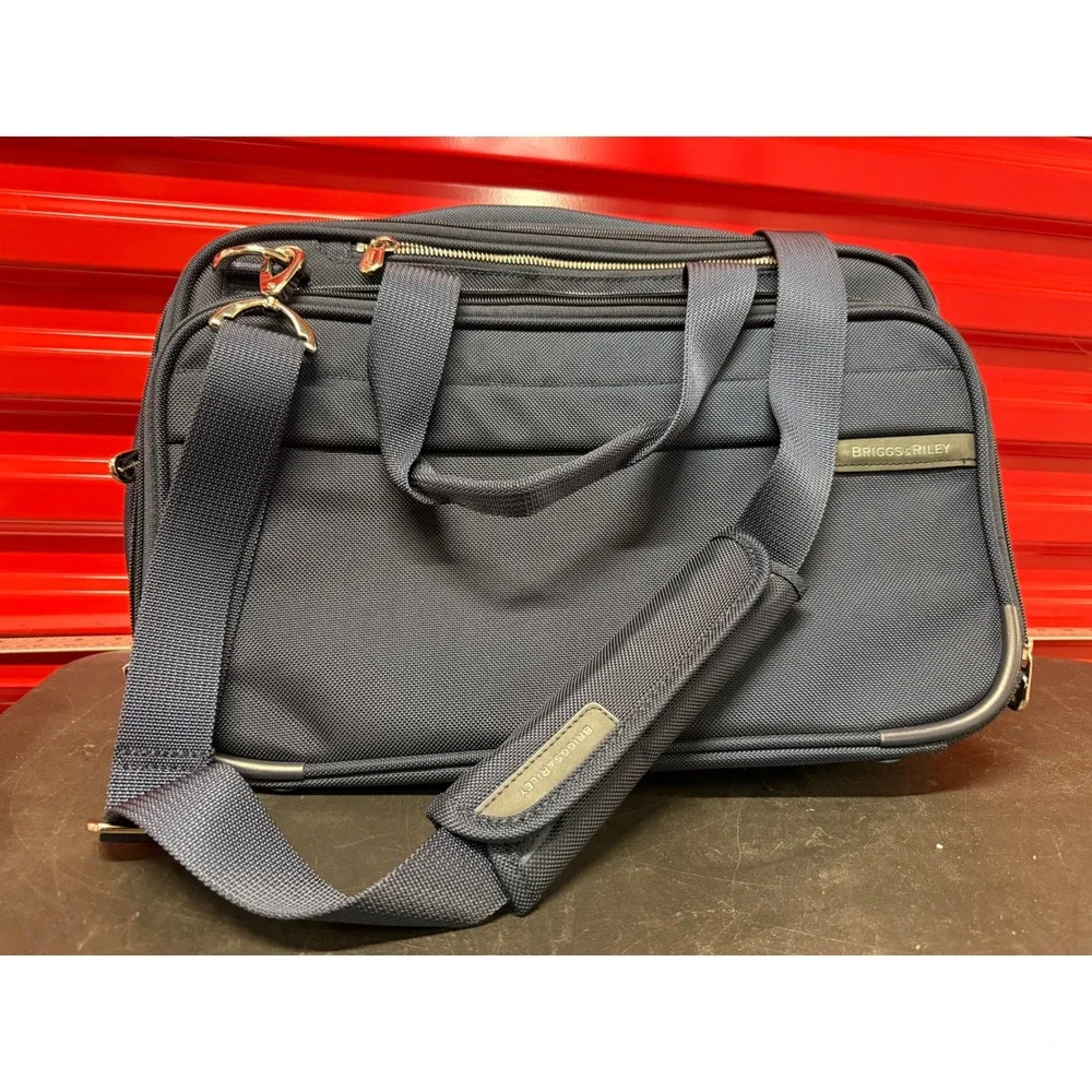 Briggs & Riley Navy Blue Ballistic Nylon Laptop Briefcase Business Travel Bag